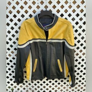 Stylish nice GENUINE LEATHER jacket 🖤🤍💛